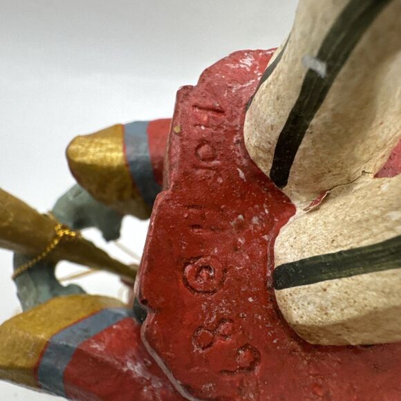 2 VTG HOFH Lord A Leaping Piper Piping Wooden Ornaments 12 Days Of Christmas - Picture 5 of 13